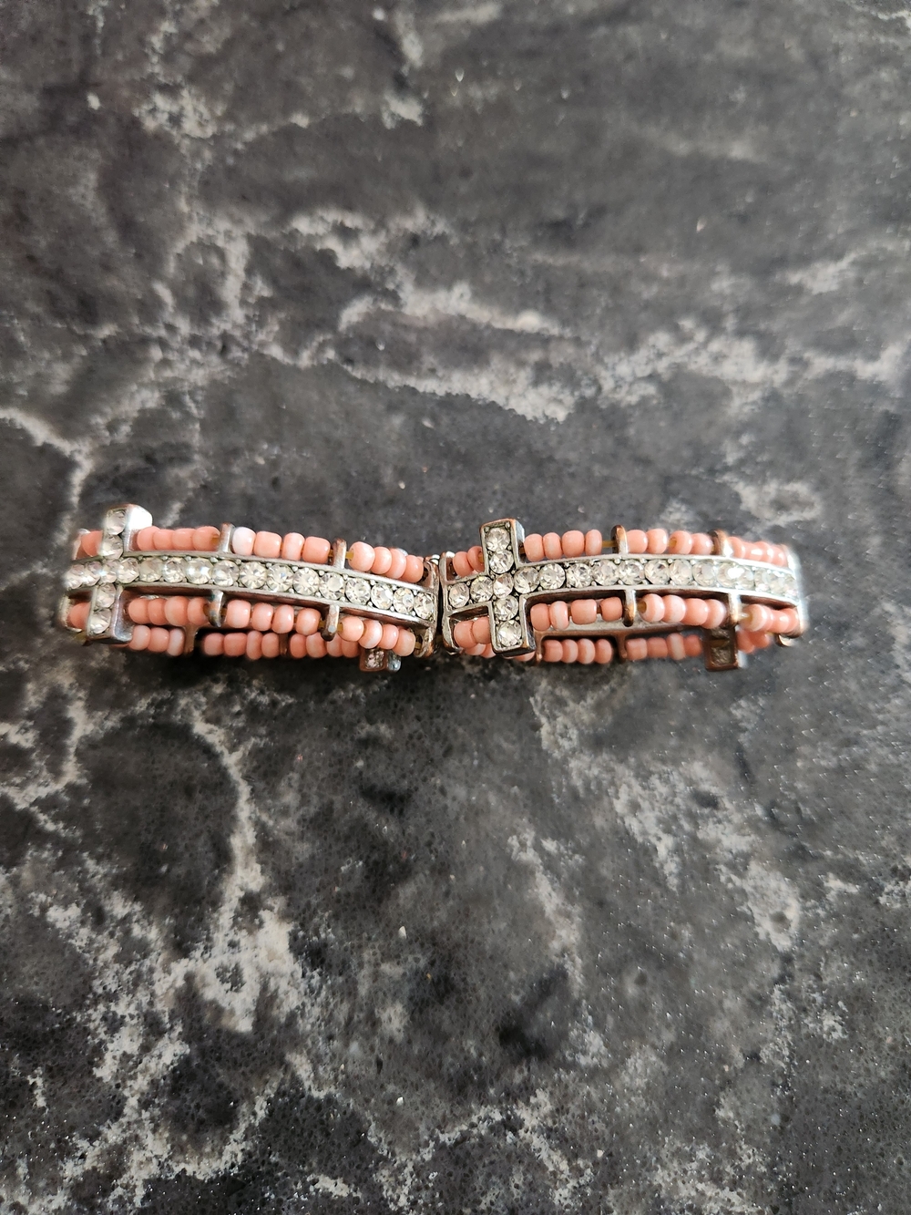 Pink Beaded Crystal Cross Bracelet - Women Jewelry